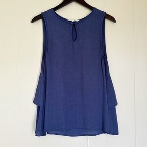 JACK Blue Tank Blouse Top Back Ruffle Small